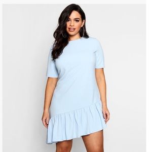 Brand new Boohoo UK blue asymmetrical hem dress